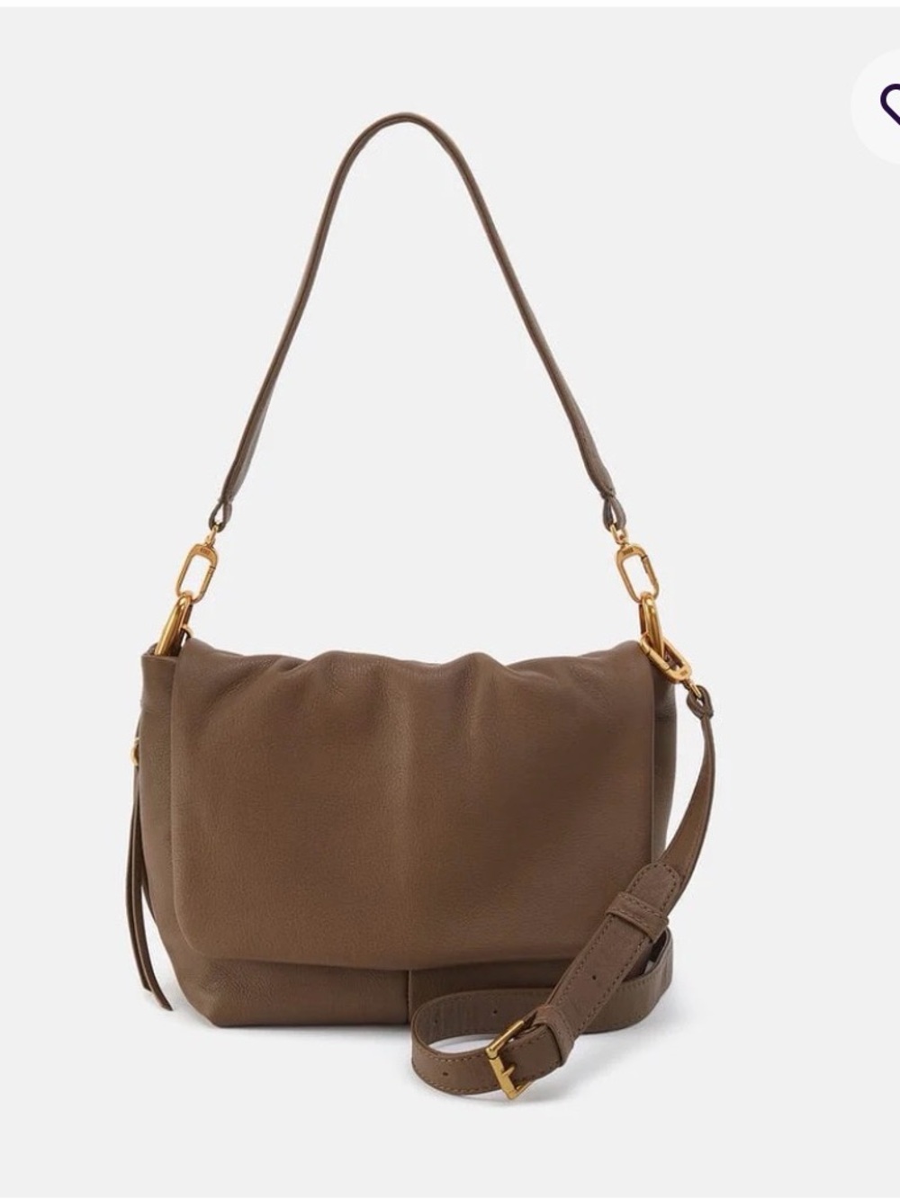 Hobo Harley convertible bag in pebbled leather - color dark elm